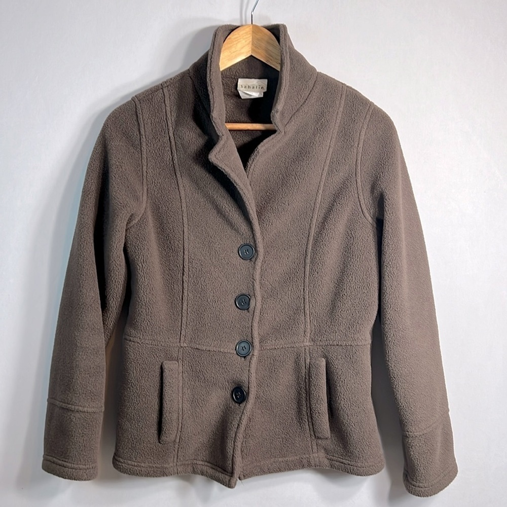 Sahalie Polartec Fleece Button Pea Coat size S